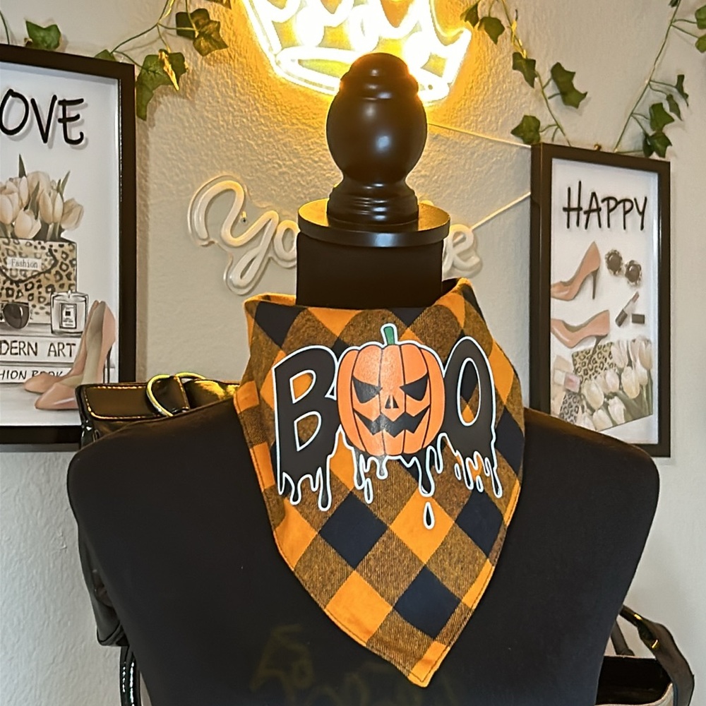 Boo Handmade Halloween Dog Scarf